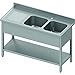 Produktbild Plonge Inox 2 Cuves à Gauche ou Droite - Avec Etagère - Gamme 800 - Stalgast