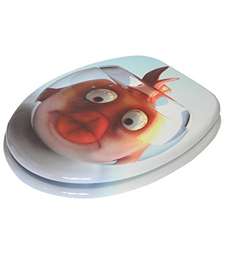 WC Sitz mit Absenkautomatik, viele schöne WC Sitze zur Auswahl, hochwertige und stabile Qualität aus Holz (Goldfisch) - 3