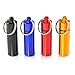 Produktbild 4er SET Mini-Kapsel / Pillendose wasserdicht zur Aufbewahrung von Kleinteilen, Aufbewahrungsbox / Pillenbox als Schlüsselanhänger mit Schraubverschluss (Gummidichtung), Höhe: 55mm, Material: Aluminium, Farben: schwarz / rot / blau / gelb - Marke Ganzoo