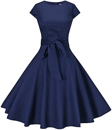 VOGMATE Women's Vintage Dress 1950's Swing Prom Dress With Cap Sleeves XS-3XL