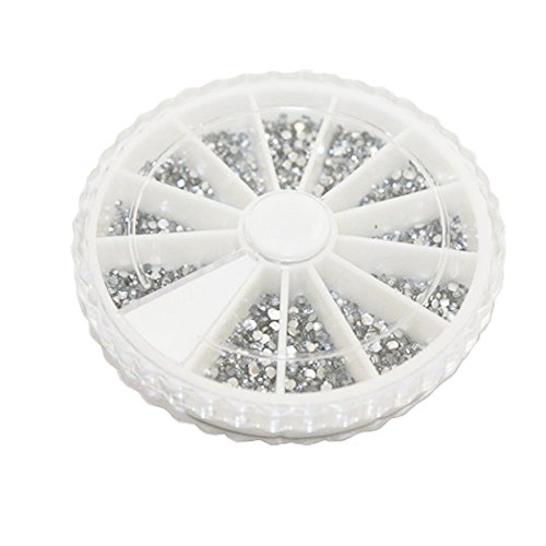Brightake 1800pcs 1.5mm Round Exquisite Wheel Nail Art Rhinestone Sparkling Gemstones Small Gems Diamond Decoration