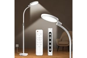 TRAYVESPACE SAD Lamp, Round Floor Sun Lamp Therapy Light，3-in-1 SAD Light Therapy Lamp with Remote & Touch Control & Adjustable Gooseneck for Reading/Office/Home