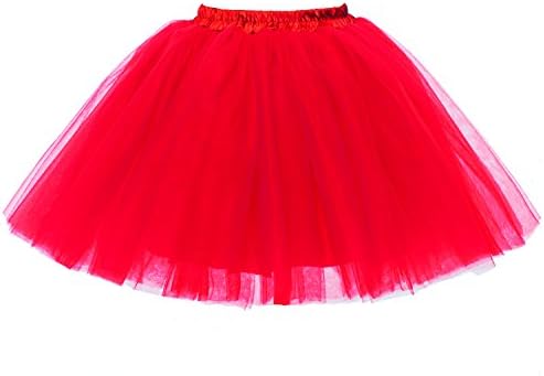 PerfectDay Women's Mini Tutu Ballet Multi-layer Ruffle Frilly Petticoat Skirt Red