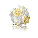 Andante-Stones 925 Sterling Silber Gold Bead 'Gänseblümchen' Element Kugel für European Beads Modul Armband + Organzasäckchen