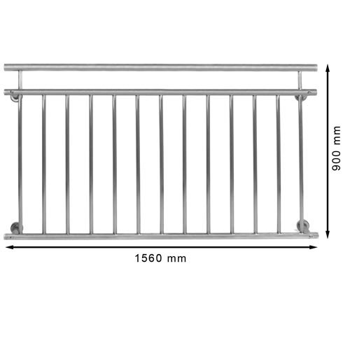 Homelux FB156S Edelstahl V2A Französischer Balkon Geländer Fenstergitter Balustrade 156 x 90 cm Satin - 6