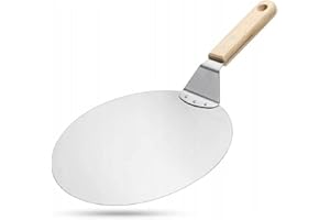 VR VETRINEINRETE Vetrineinrete® Pala per Pizza pizze in Acciaio con Manico in Legno spatola Rotonda per Forno Ø 30,5 cm Paletta per rustici Dolci