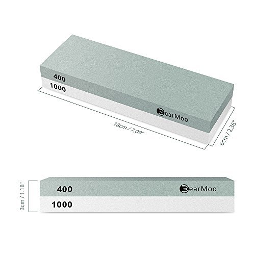 Wetzstein, BearMoo 2-IN-1 Schleifstein Abziehstein für Messer, Körnung 400/1000 mit rutschfestem Silikonhalter - 6