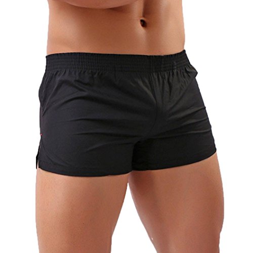 Preisvergleich Produktbild Herren Boxershorts,Beikoard Herren Badehose Heimtextilien Strandhosen schweißabsorbierend atmungsaktiv Unterwäsche Herren Boxer Home Solid Shorts Höschen (XL, Schwarz)