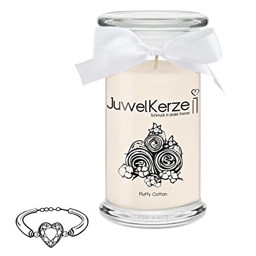 JuwelKerze, Duftkerze "Fluffy Cotton" mit Silber-Schmuck-Überraschung (Armband) im Wert von bis zu 250€