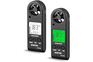 Anemometer Handheld - BTMETER Digital Wind Speed Meter Gauge 2 Pack with Thermometer Temperature Backlit for HVAC CFM Shooting Boat, High Precision Accuracy +/- 5% 2℃