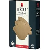 Trescol Kahve Filtresi, Naturel Kağıt, 4 Numara, B&uuml;y&uuml;k Boy, 100'l&uuml; Paket