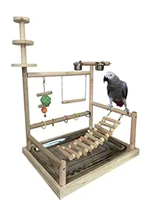 NAPURAL WYunpets Bird Perch Platform Stand Wood Bird Playground for Small Animals Parrot Parakeet Conure Cockatiel Budgie Gerbil Rat Mouse Chinchilla Hamster Cage Accessories Exercise Toys Sector