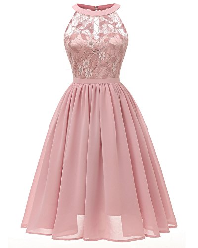 Viloree Femme Dos Nu Fleur Robe Demoiselle d'honneur Femme en Tulle et Dentelle Rose S