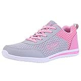 Dorical Sneaker Damen Classic Turnschuhe Sportschuhe Laufschuhe Outdoor Schnürschuhe Leichte Fitnessschuhe Straßenlaufschuhe Wanderschuhe Freizeitschuhe Atmungsaktiv Joggingschuhe(Rosa,36 EU)