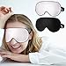 Produktbild Schlafmaske, [2 Stück] Vegena 100% Seide Augenmaske Schlafbrille Hautfreundlich Weiche Nachtmaske Absolute Dunkelheit Für Die Reise, Büro und Zuhause, Schwarz+Rosa