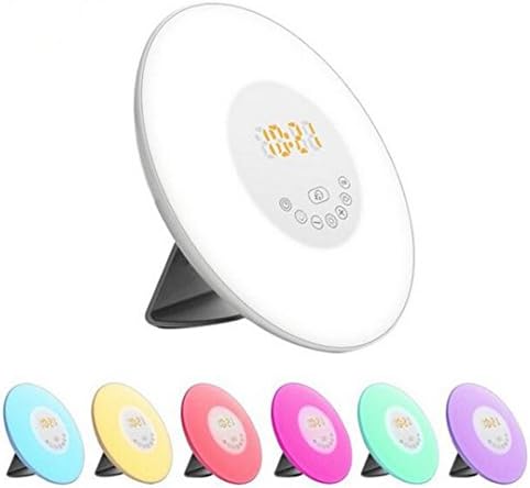Wake Up Light Alarm Clock, Carryme Sunrise Sunset Simulation Snooze Function Bedside Night Light with Touch Control 7 Colours 10 Brightness 6 Nature Sounds FM Radio