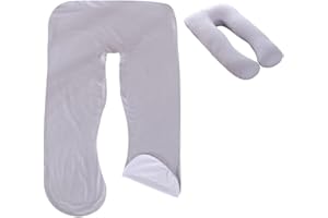 POMUROM Federa di ricambio per cuscino gravidanza, a forma di U, traspirante, rimovibile, a forma di U, lavabile in lavatrice 140 x 80 cm