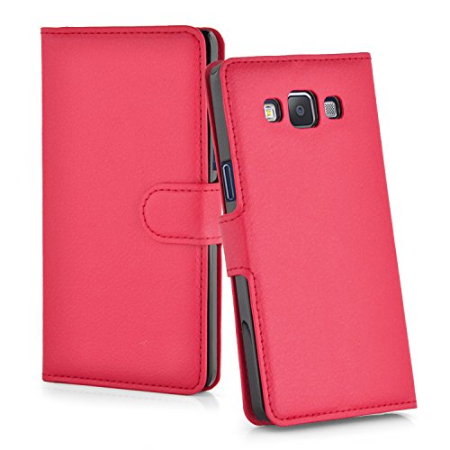 Cadorabo – Book Style Hülle für Samsung Galaxy A3 (5) (A300 – Modell 2015) – Case Cover Schutzhülle Etui Tasche mit Standfunktion und Kartenfach in KARMIN-ROT - 7