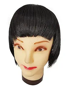 Prime Synthetic Hair Fringe Bangs Wig with Headband | Front Hair Fringe Synthetic Front Hair Fringes Extensions for Women | Imported Quality Synthetic Hair Fringe Bangs Wigs / Synthetic Front Hair Fringes Extensions For Women(Black)