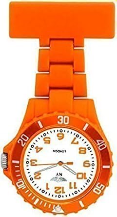 Prince NY London Orange Silicone Rubber Plastic Nurse FOB Watch Nurse Brooch in Royal Orange Colour