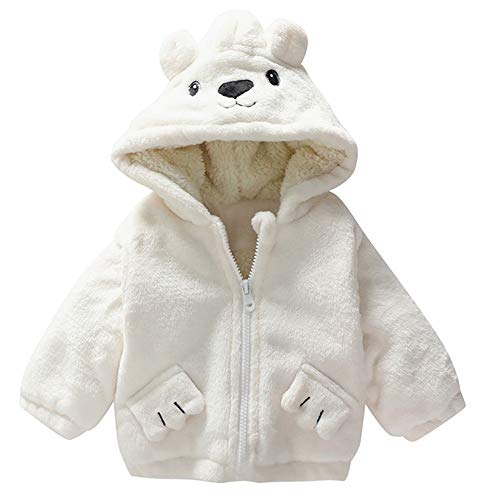 Preisvergleich Produktbild Proumy Baby Winterjacke Wintermantel mit Fleece und Kapuzen Parkas Jacket Baby Mädchen Jungen Cartoon Fleecejacke Fleece Mantel(Weiß,18M)