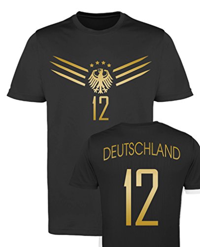 Comedy-Shirts EM WM – DEUTSCHLAND – DELUXE F1-VH-12 – Herren Trikot – Schwarz/Gold Gr. M