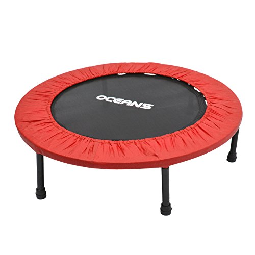Ocean5 Easy Jump 100 Fitness-Trampolin mit Randabdeckung, Minitrampolin 82 - 90 cm Ø, Gesundheitstrampolin bis 120 kg belastbar