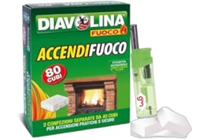 MAGAZZINI GM Diavolina Accendifuoco Classico,il n.1 in Italia, Accensione Istantanea Pratica Sicura per Camino, Stufa, Legna, Barbecue con Accendino GM (80)