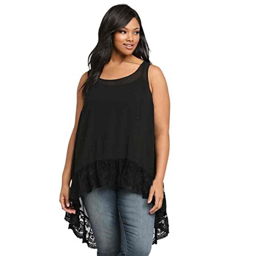 Oyedens Women Plus Size Chiffon Sleeveless Blouse Ladies Loose Casual Vest Tank Top (XXL)