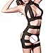Produktbild CLOOM ROMSexy Dessous Nachtwäsche Spitze G-String Drahtlose Unterwäsche Babydoll Nachtwäsche Exposed Bra gebündelt Fun Pyjamas sexy Spitze Onesies BH Strap On Dessous Heiße sexy Wäsche (L)
