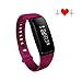 Produktbild Qimaoo Fitness-Armband, Ftiness-Tracker, Blutdruckmesser, Bluetooth 4.0, Herzfrequenz/Schritte/Anrufe/Schlafüberwachung/Kalorienzähler, für iPhone iOS, Android Smartphones, violett