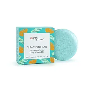 Earth Rhythm Murumuru Butter Shampoo Bar with Vitamin E for Men & Women | Dry, Frizzy, Curly or Wavy Hair | Deep Conditions, Softens & Maintains Growth | 100% Organic, Sulphate & Paraben Free - 80 gm