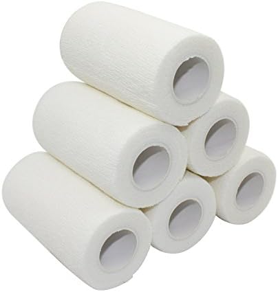 COMOmed6 Rolls Cohesive Bandage White 10cmX4.5m, Flexible Bandage,Non-Woven Cohesive, Athletic Tape,Vet wrap,Wraps Bandage,Suitable for Sensitive Skin