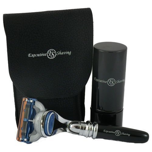 The Executive Shaving Company Fusion and Shaving Brush Travel Kit in Black