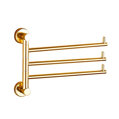 Preisvergleich Produktbild Handtuchhalter, Handtuchstange, Bad rotierenden Gold Handtuchhalter mit langen Stangen, Toilette verstellbare Wandmontage Aluminium Handtuchstange (Size : 3-arm)