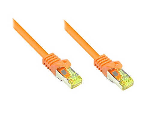 Good Connections RJ45 Ethernet LAN Patchkabel mit Cat. 7 Rohkabel und Rastnasenschutz RNS, S/FTP, PiMF, halogenfrei, 500MHz, OFC, 10-Gigabit-fähig (10/100/1000/10000-Base-T Ethernet Netzwerke) - z.B. für Patchpanel, Switch, Router, Modem - orange, 40 m