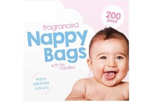 FAQRAH Pack of 200 Baby Fragranced Scented Nappy Bags with TIE Handles Disposable Sacks