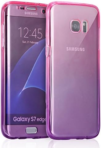 Galaxy S6 Edge Plus Case, Happy360 Shockproof TPU 360 Degree Protective Clear Crystal Rubber Soft Case Cover for Samsung Galaxy S6 Edge Plus, Pink to purple