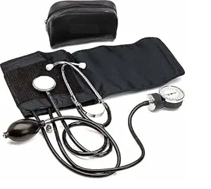 Sphygmomanometer_1 Sphygmomanometer Aneroid Type Manual Blood Pressure Monitor with Stethoscope Bp Monitor ( Made In India ) Sphygmomanometer (Black)
