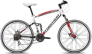 TORPADO Bici MTB Full suv99 26'' Alu 3x7v Disco Taglia 48 Bianco Rosso (MTB  Biammortizzate) / Bicycle MTB Full suv99 26'' Alu 3x7s Disc Size 48 White  Red (MTB Full Suspension) : Sport e tempo libero