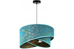 LIGHT HOME LH Light-Home Milano Lampadario a Sospensione - Lampadario Industriale per Soggiorno Camera da Letto e Cucina - Lampade a Sospensione in Metallo e con Paralume di Velluto - E27 - Blu