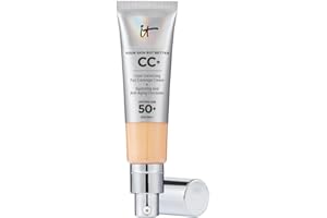 IT Cosmetics CC+ Cream SPF 50+ Full-Coverage CC Foundation, Hydrating Skincare, Enriched with Hyaluronic Acid, Niacinamide & Vitamin E for a Radiant Finish, Your Skin But Better