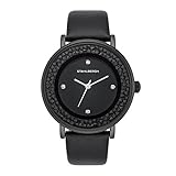 Stahlbergh Damen Uhr analog Japanisches Quarzwerk mit Leder Armband schwarz 3 ATM verziert mit Kristallen von Swarovski® 10060097
