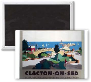 Clacton On Sea Bridge and Pier - 3x2 inch Fridge Magnet - large magnetic button