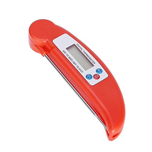 Digital Thermometer – SODIAL(R) Digital Kueche Thermometer Temperaturmessgeraet Probe Tester mit LCD-Display Lebensmittel Essen und Trinken Getraenke Steak Grill Fleisch – Rot - 2