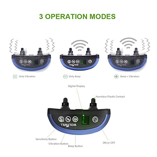 WOLFWILL-Anti-barking-collar-for-dogs-Harmless-No-Shock-Collar-with-3-ModeRechargeable-Digital-Display-7-Level-Sensitivity-Beep-Vibration