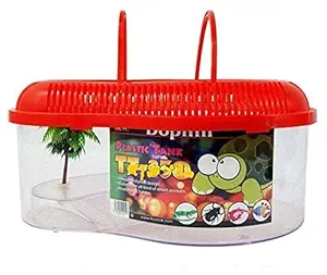 Pawwfect? Large Size Turtle House for Small Turtles with Cover, Handle and Bask Platform