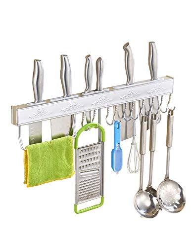 Preisvergleich Produktbild Messerregal, Küchenwandhalter Space Aluminium, Punch-frei, Multifunktions-Lagerregal, Silber