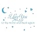 TOOGOO(R) LOVE Quotes Wall Decor Wall Art I LOVE YOU To The Moon And Back Wall Sayings Quotes Easy Apply Wall Sticker Wall Art for Children Bedroom Baby Nursery Home Decor-blue