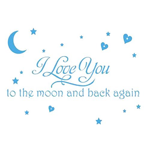 TOOGOO(R) LOVE Quotes Wall Decor Wall Art I LOVE YOU To The Moon And Back Wall Sayings Quotes Easy Apply Wall Sticker Wall Art for Children Bedroom Baby Nursery Home Decor-blue
